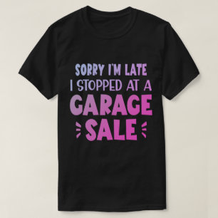 Grappig T-shirt voor garageverkoop, lavendel en zw