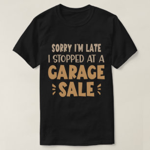 Grappig T-shirt voor garageverkoop, zwart en bruin