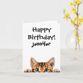 Grappig Tabby Tiger Cat Gevouwen Wenskaart Kaart (Gele Bloem)