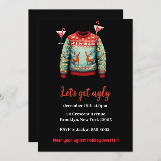 Grappig Tacky Ugly Sweater Kerstfeest Kaart (Voorkant / Achterkant)