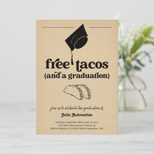 Grappig Taco Afstudeerfeest Kaart (Staand voorkant)