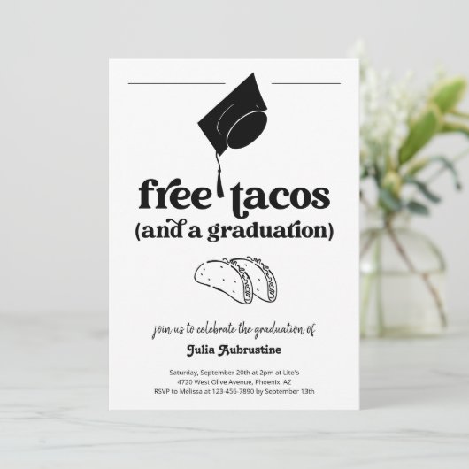 Grappig Taco Afstudeerfeest Kaart (Staand voorkant)