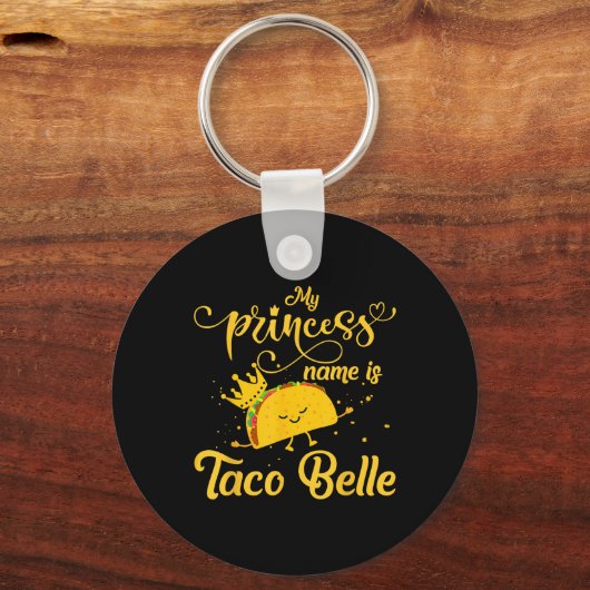 Grappig Taco Shirt Prinses naam is Taco Belle Food Sleutelhanger (Voorkant)