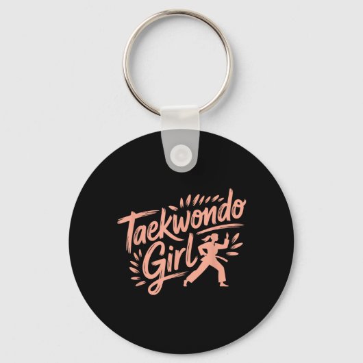 Grappig Taekwondo Meisje Sleutelhanger (Voorkant)
