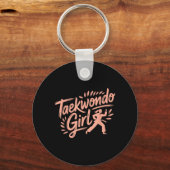 Grappig Taekwondo Meisje Sleutelhanger (Voorkant)
