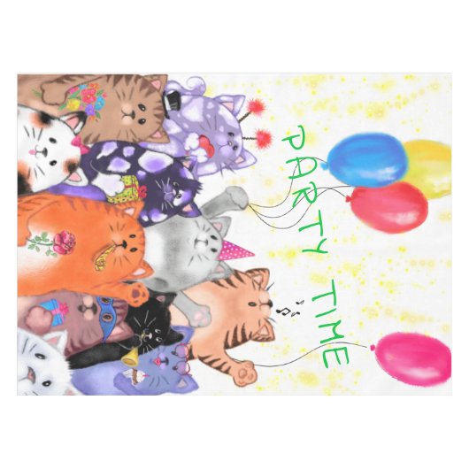 Grappig tafelkleed met Happy Cats Party aangepaste (Voorkant (Horizontaal))