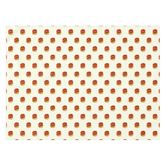 Grappig tafelkleed met Happy Worm in rode appel (Voorkant (Horizontaal))