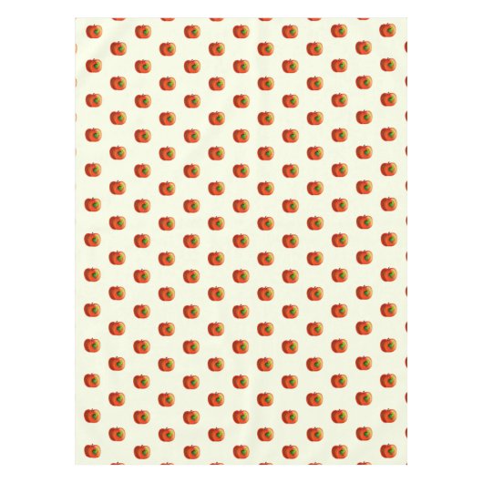 Grappig tafelkleed met Happy Worm in rode appel (Voorkant)