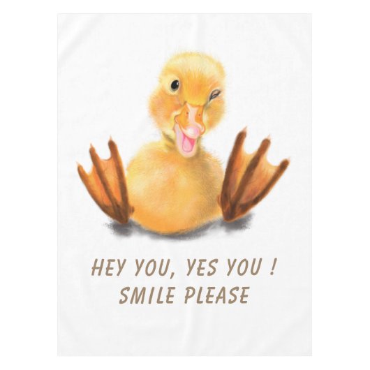 Grappig tafelkleed met Happy Yellow Duck - Smile (Voorkant)