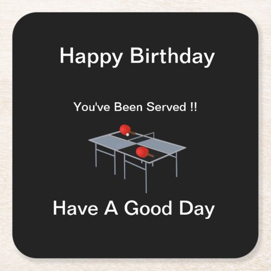 Grappig tafeltennis geserveerd, kartonnen onderzetters (Voorkant)