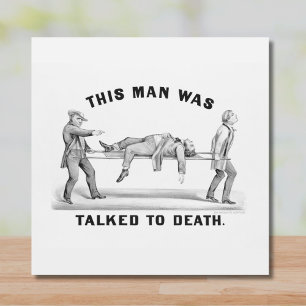 Grappig "Talked to Death"  kunst Introvert Joke Tegeltje