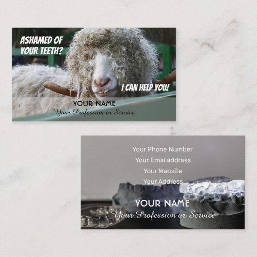 Grappig tanden voor tandheelkundige experts tegen  visitekaartje (Voorkant / Achterkant)
