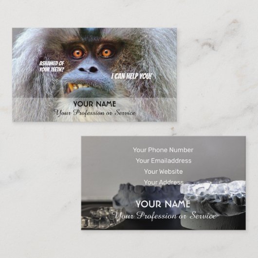 Grappig tanden voor tandheelkundige experts tegen visitekaartje (Voorkant / Achterkant)