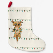 Grappig Tangled Grumpy Xmas Cat Holiday Kleine Kerstsok (Voorkant)