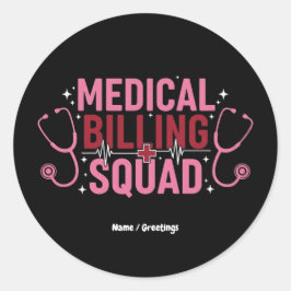 Grappig teamlid medische facturering trots special ronde sticker