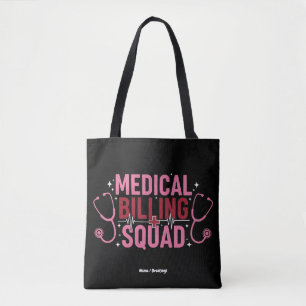 Grappig teamlid medische facturering trots special tote bag
