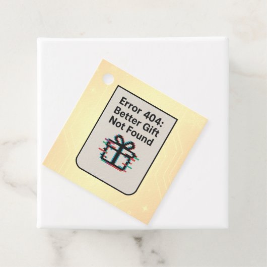 Grappig Tech Gift Label – "Fout 404: Beter cadeau" (In situ)