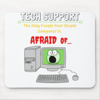 Grappig technische ondersteuning, stuitende comput muismat