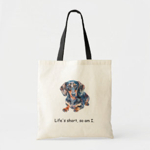 Grappig teckel Het leven is kort, ik ook Tote Bag