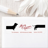 Grappig teckel Kerstmis retour label (Insitu)