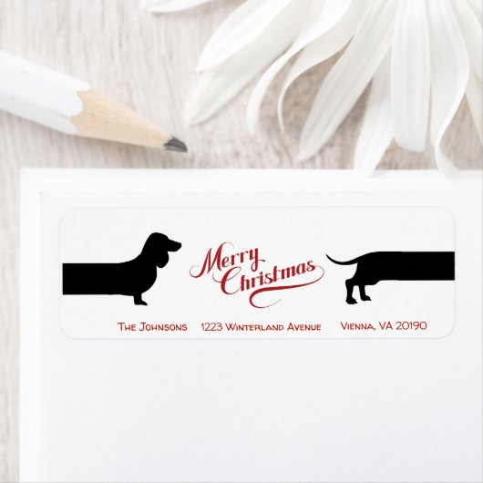 Grappig teckel Kerstmis retour label (Insitu)