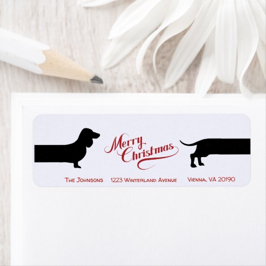 Grappig teckel Kerstmis retour label (Insitu)