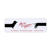 Grappig teckel Kerstmis retour label (Voorkant)