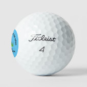 Grappig Teeding Off Blauw Groen en Wit Golfballen (Logo)
