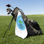 Grappig Teeding Off Blauw Groen Zwart Wit Golfhanddoek (Groen)