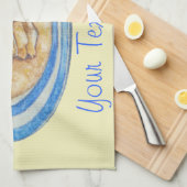 grappig tekenfilm blauw pet en appeltaart theedoek (Quarter Fold)