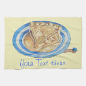 grappig tekenfilm blauw pet en appeltaart theedoek (Horizontaal)