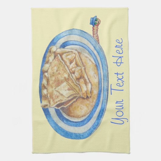 grappig tekenfilm blauw pet en appeltaart theedoek (Verticaal)