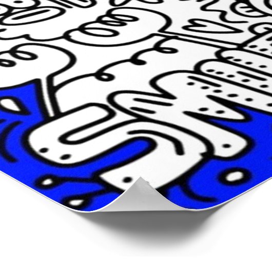 Grappig tekenfilmfiguren fantasie tekenen poster (Hoek)