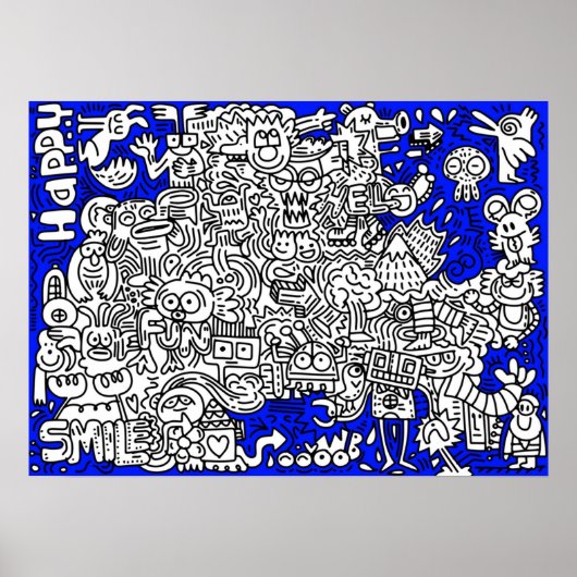 Grappig tekenfilmfiguren fantasie tekenen poster (Voorkant)