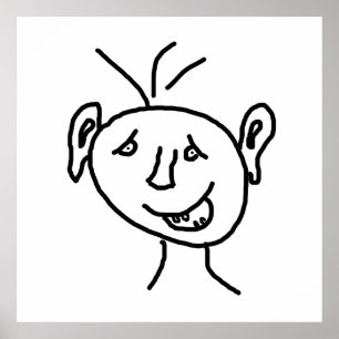 Grappig tekengezicht poster