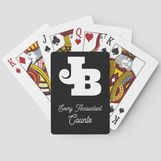 Grappig tellen Pun Modern Monogram Zwart Wit Pokerkaarten (Achterkant)