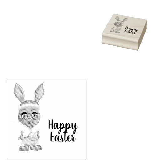 Grappig Tennis Bunny Pasen Custom Happy Pasen Rubberstempel (Gestempeld)