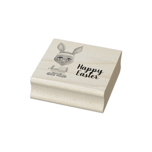 Grappig Tennis Bunny Pasen Custom Happy Pasen Rubberstempel (Stempel)