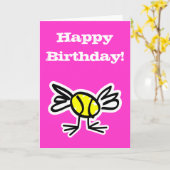 Grappig Tennis Thema Verjaardag Kaart (Gele Bloem)