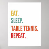 grappig tenniscadeau, eet slaaptafeltennis poster (Voorkant)