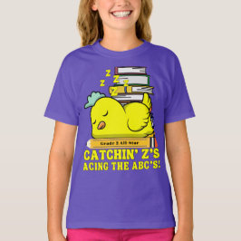 Grappig Terug naar School Grade Naam Slapen Kip T-shirt