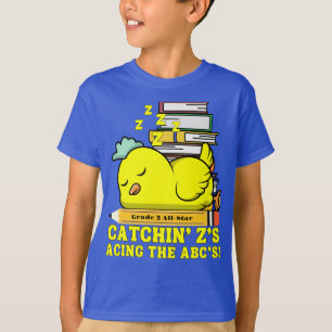 Grappig Terug naar School Grade Naam Slapen Kip T-shirt