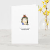 Grappig Terug naar School Kaart - Hedgie & Co. (Gele Bloem)