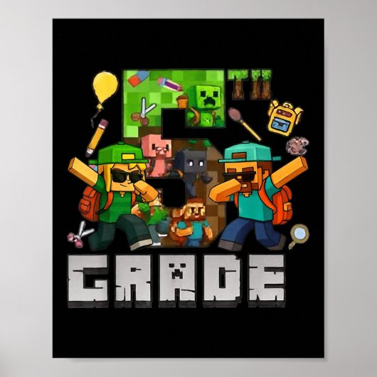 Grappig Terug naar school T-shirt 5e klas dabbing Poster (Voorkant)