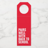 Grappig terug naar wijn van leerkrachten op school flessenhanger (Voorkant)