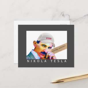 Grappig Tesla-portret Briefkaart