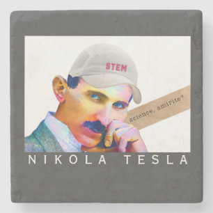 Grappig Tesla Portret Stenen Onderzetter