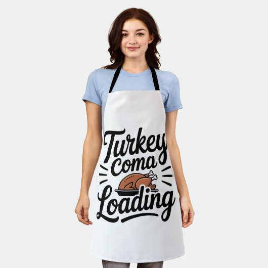 Grappig Thanksgiving Diner Turkije Coma Loading Schort (Gedragen)