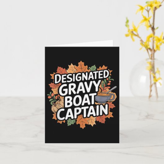 Grappig Thanksgiving eten - Gravy Boat Captain Kaart (Gele Bloem)