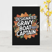 Grappig Thanksgiving-eten - sausboot kapitein Kaart (Gele Bloem)